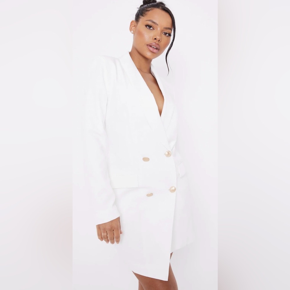 Double-Breasted Blazer White With Gold Buttons